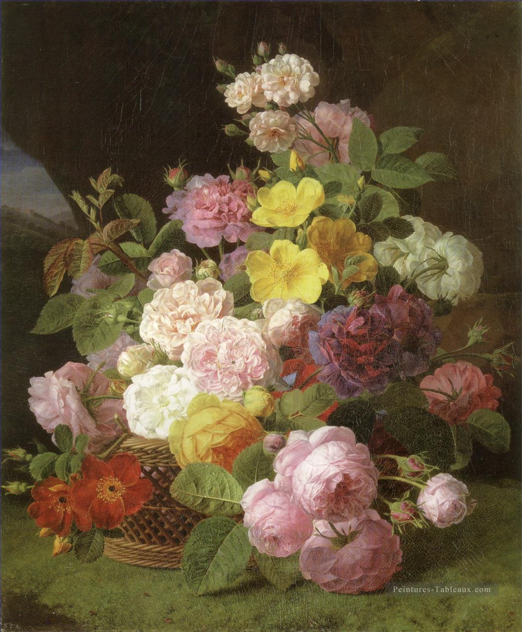 Jan Frans van Dael roses pivoines et autres Fleurs sur un rebord Fleuring Peintures à l'huile